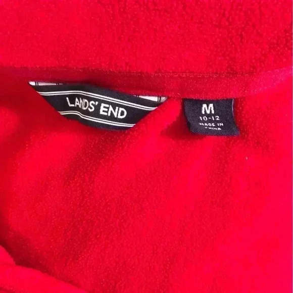 Lands End Womens Medium 10/12 Red 1/4 Zip Pull Over Fleece Top L/S - Picture 3 of 4